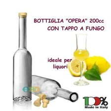 Bottiglia OPERA Vetro 200Cc +Tappo Fungo Liquori LIMONCELLO Collo LUNGO