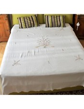 Copriletto cotone ricamato - cotone,