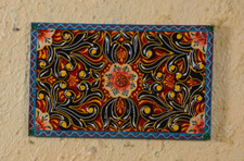 Fatto a Mano Intagliato Dipinta da Parete Pannello Colorato Home Decor Indiano