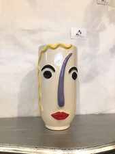 Vaso decorativo artistico volto fiori arredo casa home moderno design