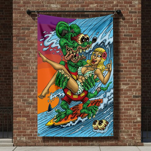 Bandiera surf rat - da, 3x5