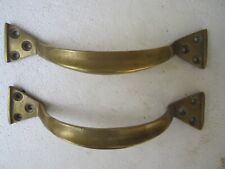 ANTICA COPPIA DI MANIGLIE  OTTONE X PORTONE PORTONCINO ESTERNO BASE TRAPEZOIDALE