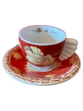 THUN Angelo Tazza Espresso Piattino Rosso Natale Porcellana 2004 Limited
