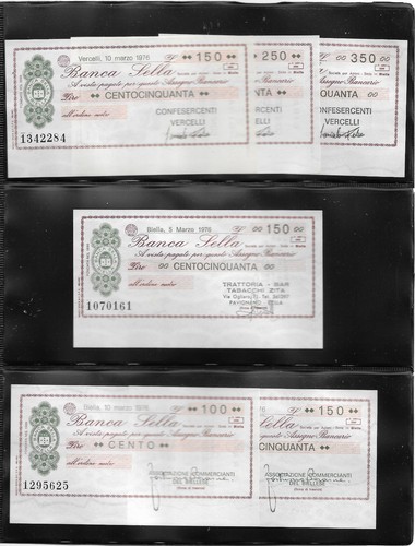 Lotto miniassegni banca - miniassegni,