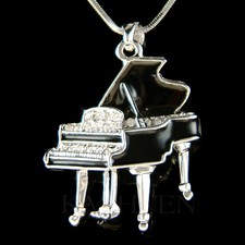 Bambino Grande Pianoforte IN Swarovski Cristallo Smalto Nero Musica Gioielli