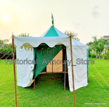 Tenda da campeggio impermeabile medievale rotonda per padiglione 4 m bianco-v...