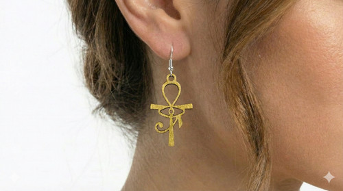Orecchini ankh egizi legno - "orecchini,
