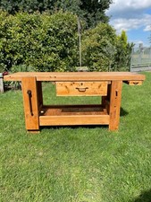 Tavolo da falegname Appena Restaurato 196x61x89 In Rovere E Faggio