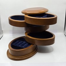 Portagioie vintage 5 livelli torre girevole in legno Calgon Flex Zorb foderato organizer