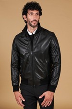 Giacca Bomber in Pelle Nera