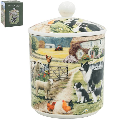 Ceramic canister collie - ceramic,