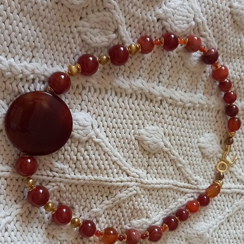 Collana donna agata rossa - , 45