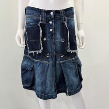 Gonna cargo midi denim blu