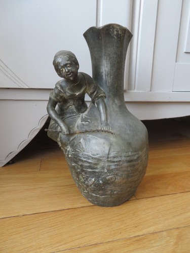 Vase étain signé - vase, en