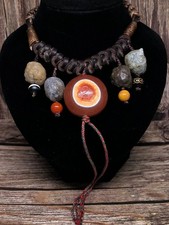 Collana perle amuleto Dzi