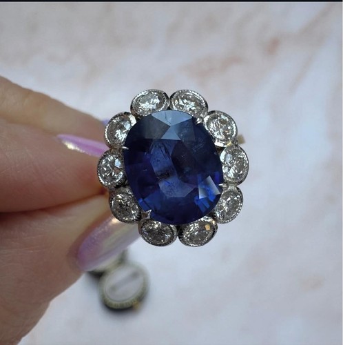 Anello aureola zaffiro - , blu
