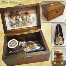 SET CUCITO RICAMO 03 SCATOLA LEGNO Belle Epoque Embroidery Sewing Wooden Box