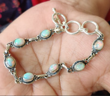 Bracciale Opale Etiope Argento Sterling 925 Bracciale Donna Gemme Naturali MK*