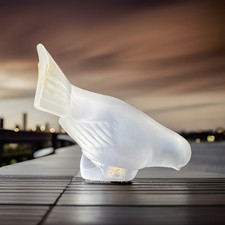 Statuina uccellino passero vetro smerigliato cristallo LALIQUE Parigi Francia originale FIRMATA