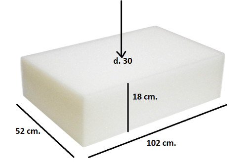 Gommapiuma spugna 102x52x18 - gommapiuma,