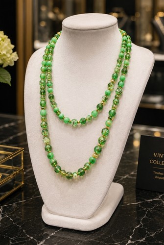 Collana vintage perline - perline, verdi