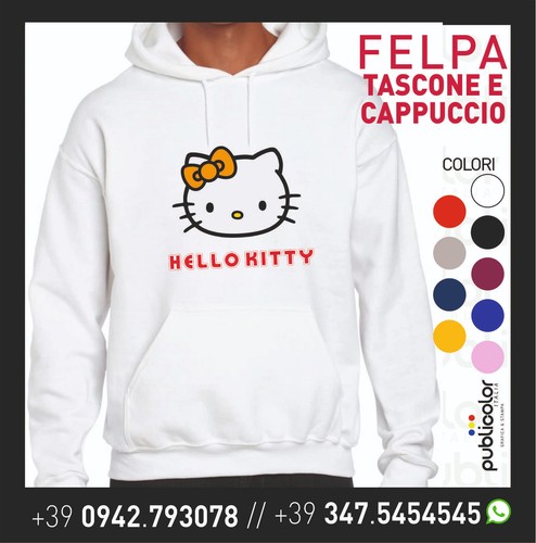 Felpa cappuccio tascone stampa - cappuccio,