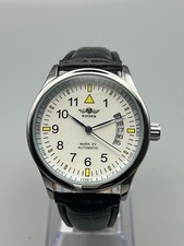 Orologio automatico uomo bianco lancette nere e date lunghe, cinturino nero