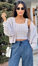 ZARA MAGLIA CROP LILLA PALLIDO