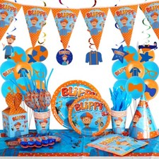 Set posate festa compleanno bambini BLIPPI piatto tazza decorazione banner palloncino