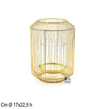 LANTERNA PORTACANDELA COLORE ORO IN METALLO D. 17X22,5 H PER ARREDO INTERNO