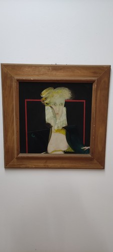 Quadro olio tavola de - su,
