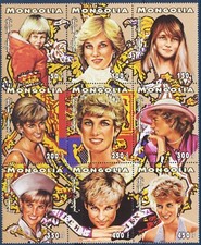 Mongolia 1997 Diana Principessa di Galles Royalty Royal People foglio MNH