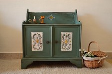 Panca Vintage Cassapanca in Legno Dipinta Mobile Ingresso Credenza Stipo Cucina