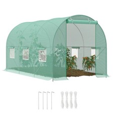 Outsunny Serra a Tunnel 4.45x2x2 m con Picchetti e Funi Incluse Verde