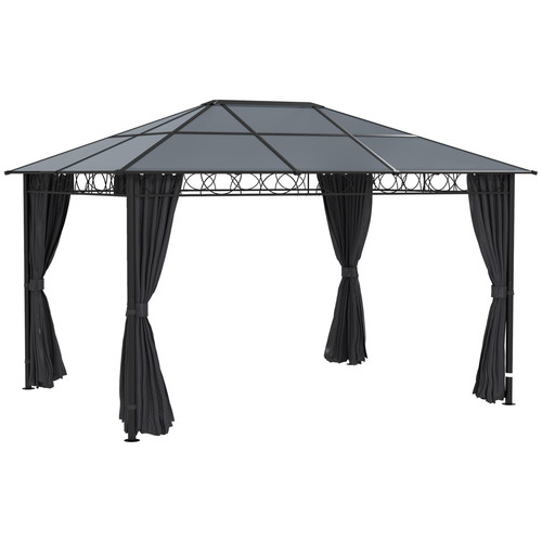 Gazebo 98x3 00x2 62m grigio - gazebo, 3,98x3,00x2,62m