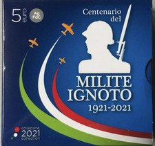 ITALIA 2021 CENTENARIO DEL MILITE IGNOTO MONETA FDC 5 EURO ARGENTO SILVER 5000pz