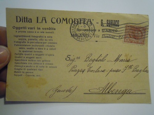Cartolina pubblicitaria ditta - pubblicitaria,