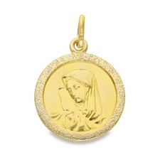 Ciondolo Madonna tondo in oro giallo 9 kt - 18x18 mm - 3,2 g