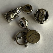 Pandora Star Wars Set Charm R2D2, Spade Laser e Logo Galattico Argento 925 ALE
