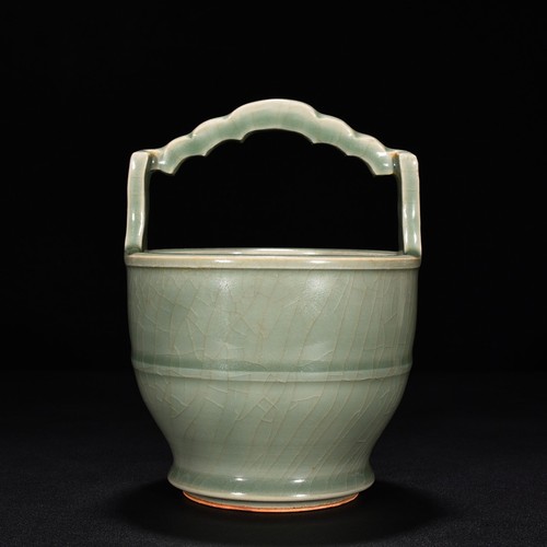 Secchiello smaltato rosa verde