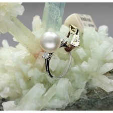 BIBIGI' ANELLO IN ORO BIANCO 18 KT E BRILLANTI E PERLA