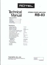 Rotel Service manual per RB-