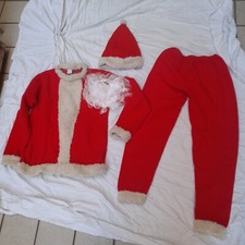 COSTUME DA BABBO NATALE IN FLANELLA tg. 52 + CAPPELLO IN LANA, anni '70, VINTAGE