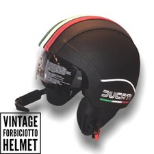 Casco vintage in pelle personalizz Scrambler Bandiera Italia Ducati Cafe Racer