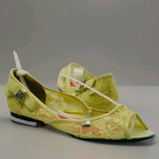 MISS SIXTY Woman Shoes "KILLAH" Alexien Yellow Lace Staple Open Tip Size UK 4 37
