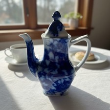 Flow blue ironstone teiera - blue,