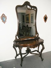 CONSOLLE LUIGI FILIPPO CON ALZATA E SPECCHIO ORIGINALE D'EPOCA