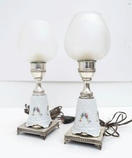 Coppia di lampade da tavolo - Ceramica e Argento - Stile Classico