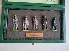 5 SOLDATINI BORBONICI  STAGNO DIPINTI A MANO TIRAGLIATORI ESERCITO DUE SICILIE +