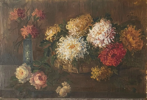 Dipinto olio tela fiori - tela,